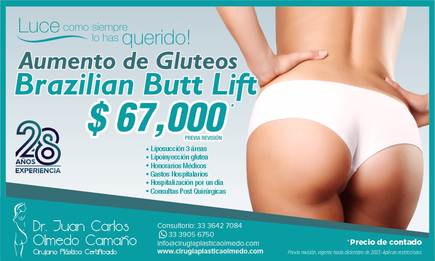 Precio Paquete Cirugía Plástica de Aumento de Gluteos - Brazilian Butt Lift